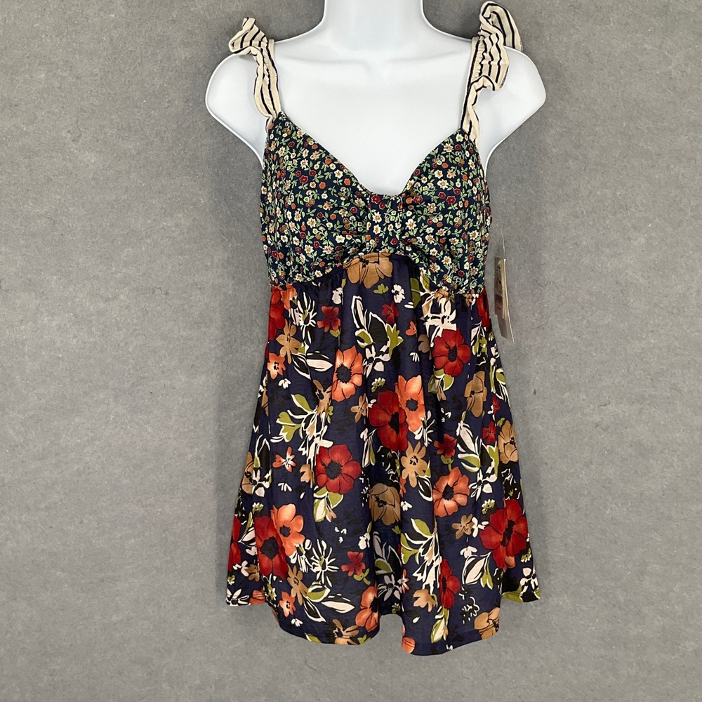 FANG‎ Dress Womens L Floral Sleeveless Mini Babydoll Romantic Feminine Boho
